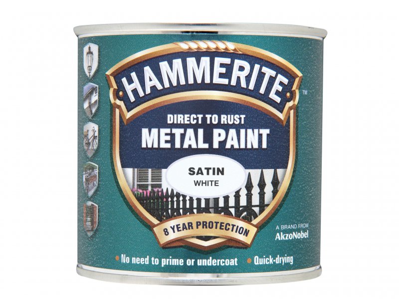 Hammerite Direct to Rust Satin Finish Metal Paint White 250ml Main Image