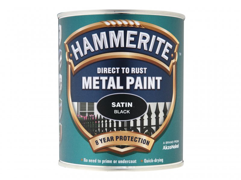 Hammerite Direct to Rust Satin Finish Metal Paint Black 750ml Main Image