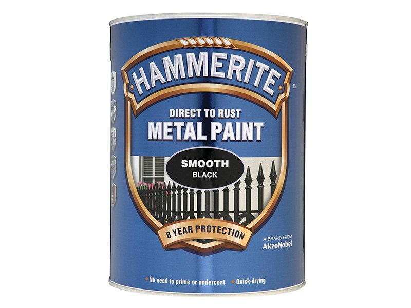 Hammerite Direct to Rust Smooth Finish Metal Paint Black 5 Litre Main Image