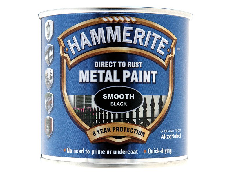 Hammerite Direct to Rust Smooth Finish Metal Paint Black 250ml Main Image