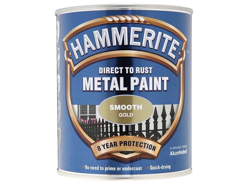 Hammerite Direct to Rust Smooth Finish Metal Paint Gold 750ml Main Image