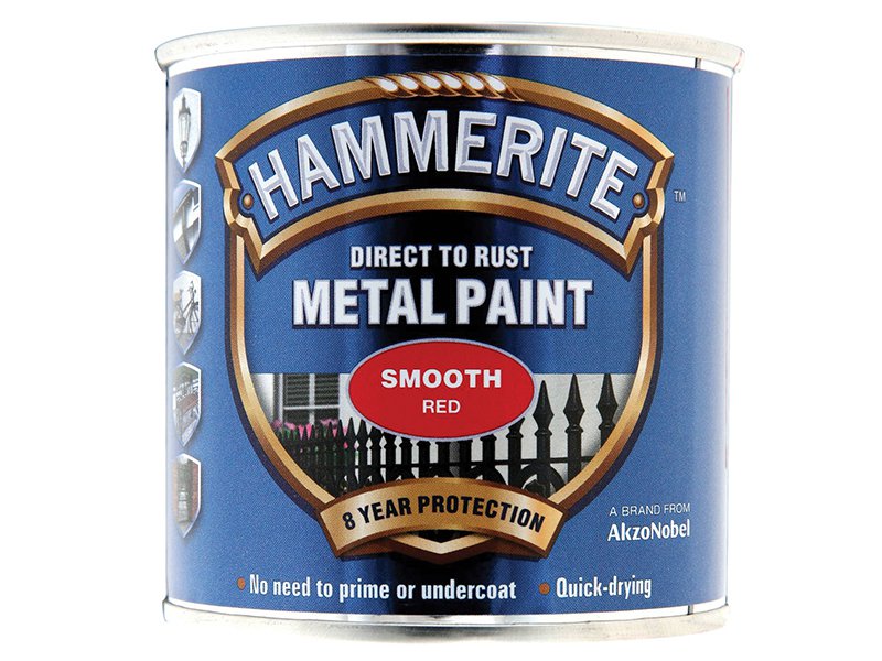 Hammerite Direct to Rust Smooth Finish Metal Paint Red 250ml Main Image
