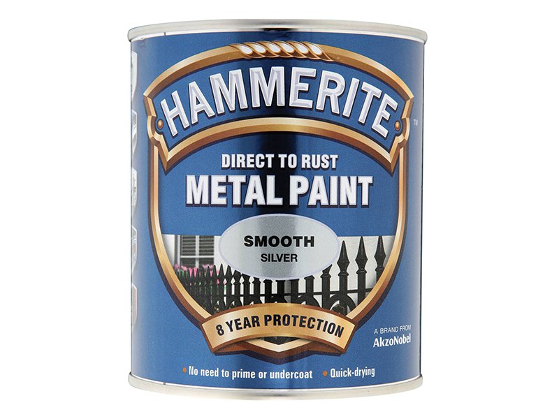 Hammerite Direct to Rust Smooth Finish Metal Paint Silver 250ml Main Image