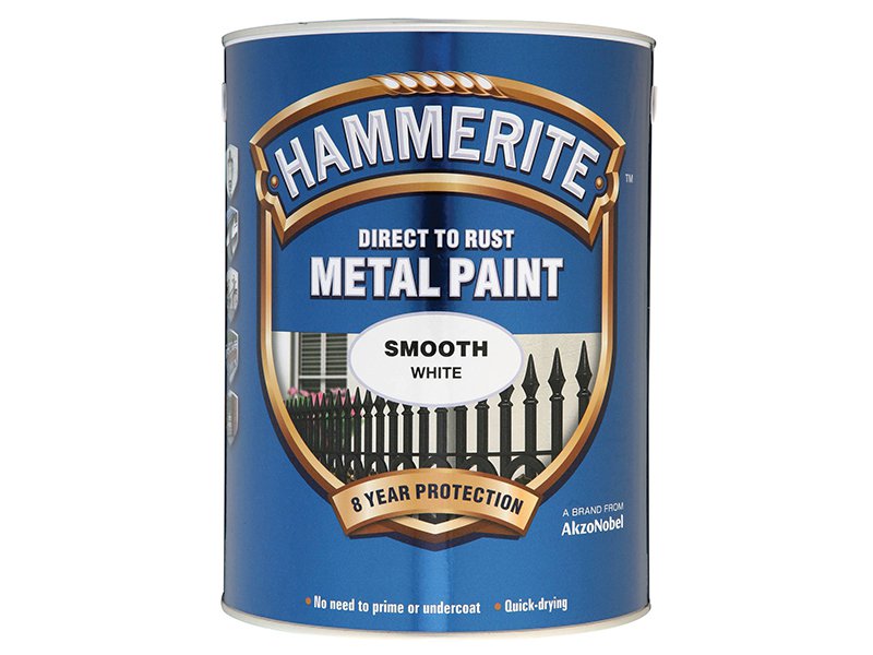 Hammerite Direct to Rust Smooth Finish Metal Paint White 5 Litre Main Image