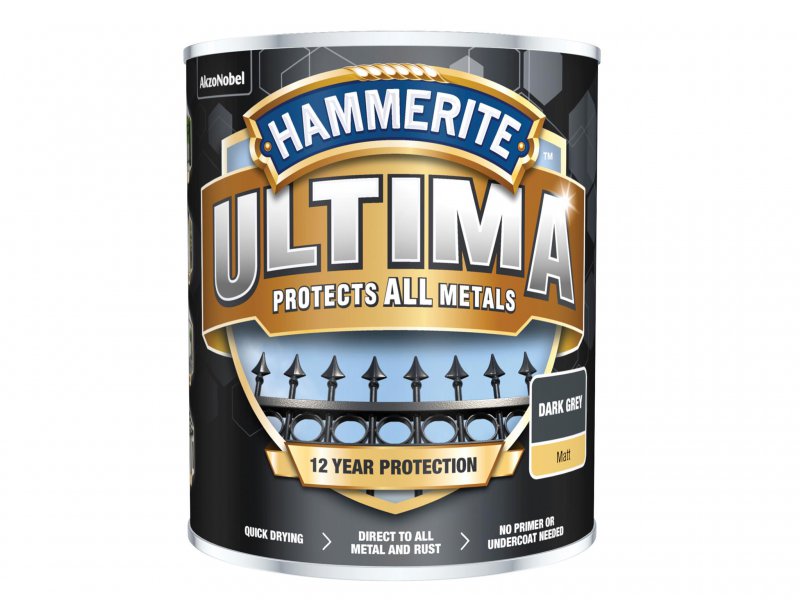 Hammerite Ultima Metal Paint Matt Dark Grey 750ml Main Image