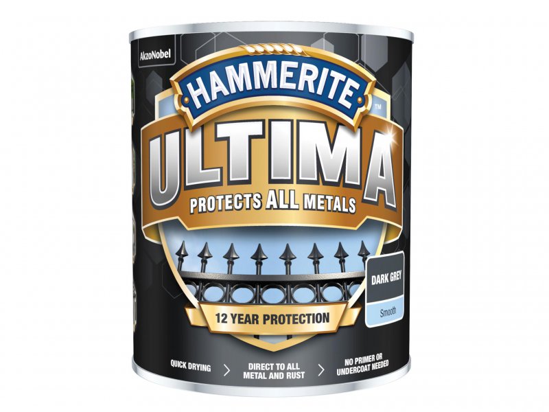 Hammerite Ultima Metal Paint Smooth Dark Grey 750ml Main Image