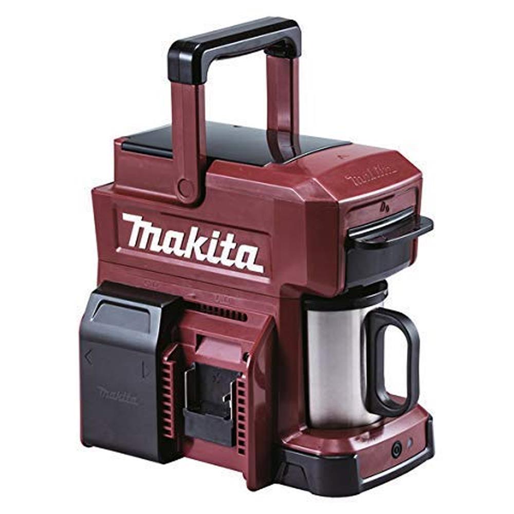 Makita coffee maker with a battery pack on a white background