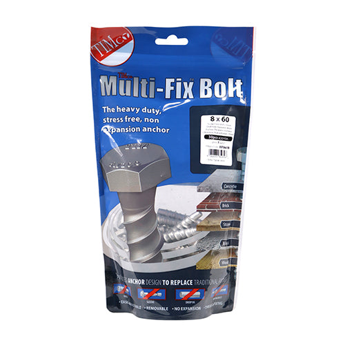 Multi-Fix Bolt Hex Head M8 x 60 - 30 PCS