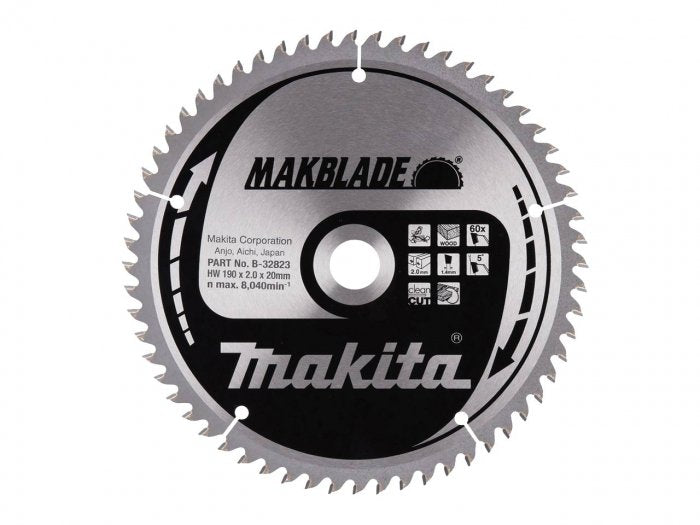Makita B-09042 MAKFORCE Stationary Saw Blade 190 x 20mm  (60 Teeth)