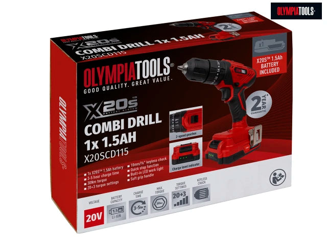 Olympia Power Tools X20S Combi Drill 20V 1 x 1.5Ah Li-ion