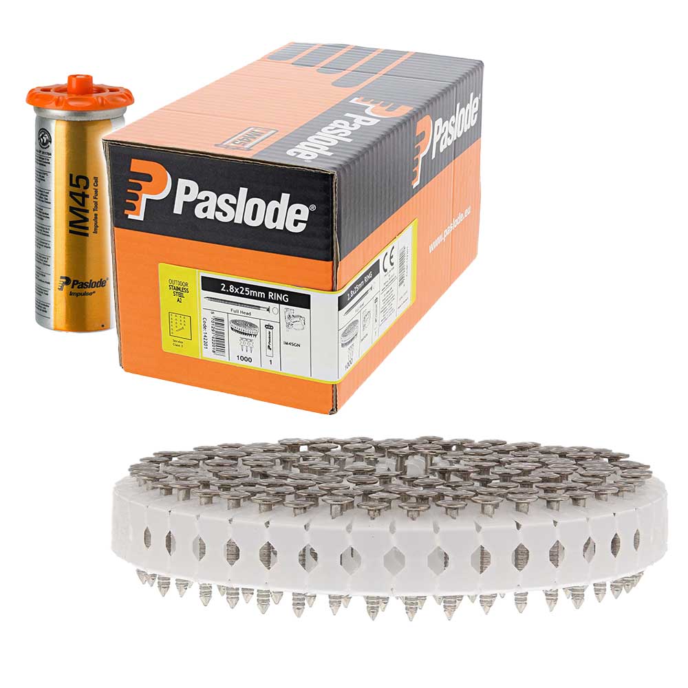 Paslode 142201 IM45GN Stainless Steel Nails 2.8mm x 25mm (1000 Pack)