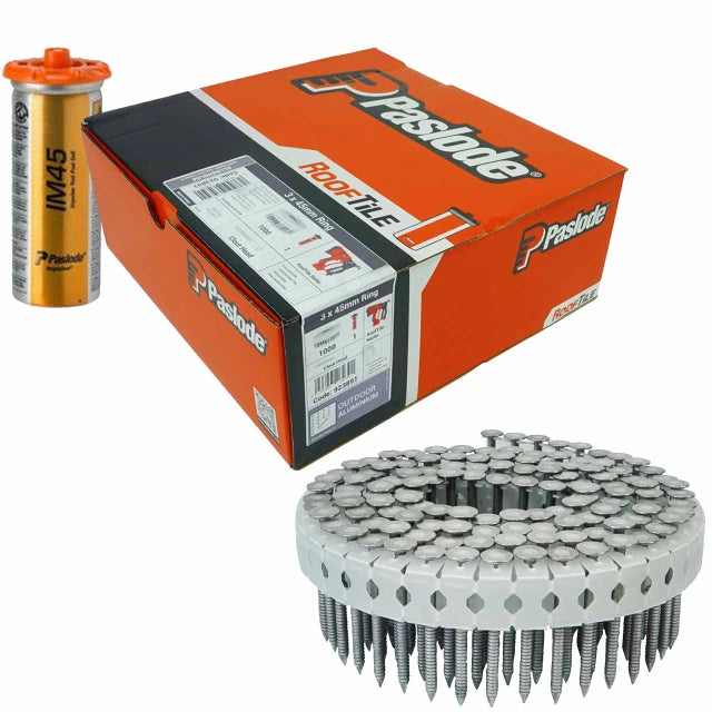 Paslode 45mm x 3mm Aluminium Rg Nails - 1000 + 1 Fuel Cell