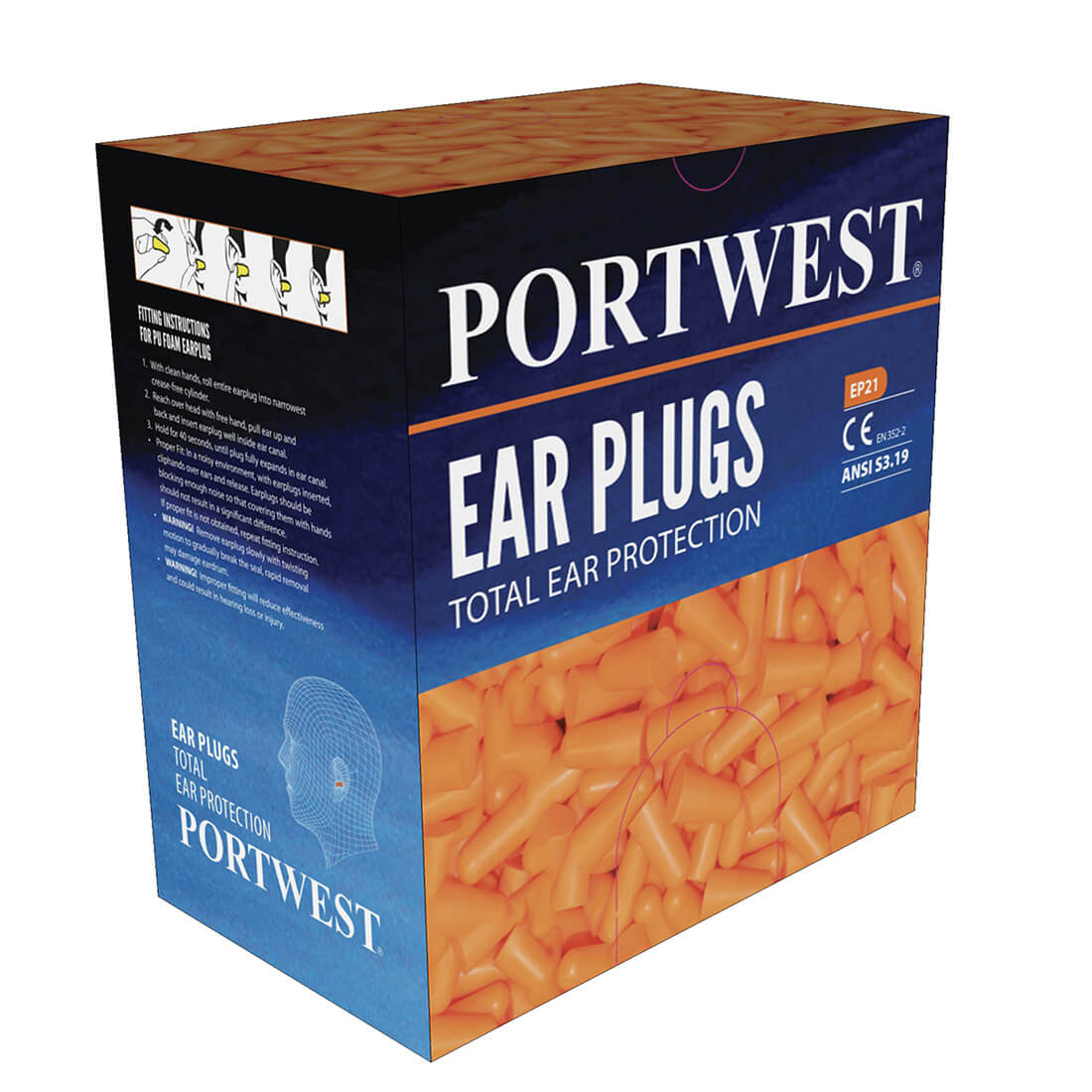 Portwest Ear Plug Dispenser Refill Pack (500 pairs) - EP21