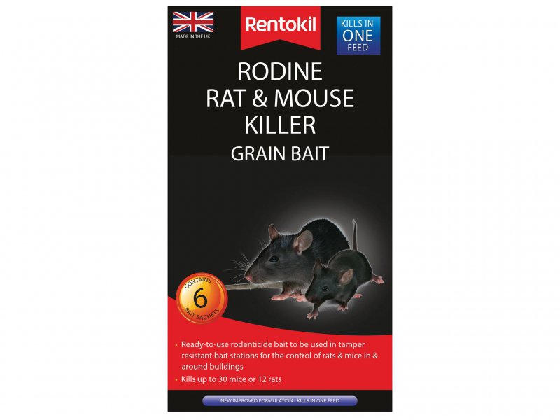 Rentokil Rodine Mouse & Rat Killer Grain Bait Pack of 6 Sachets Main Image