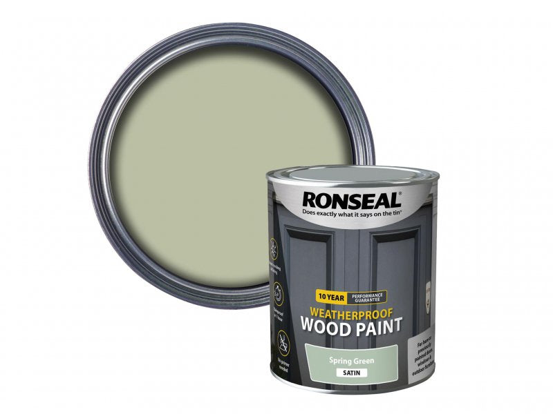 Ronseal 10 Year Weatherproof 2-in-1 Wood Paint Spring Green Satin 750ml Main Image