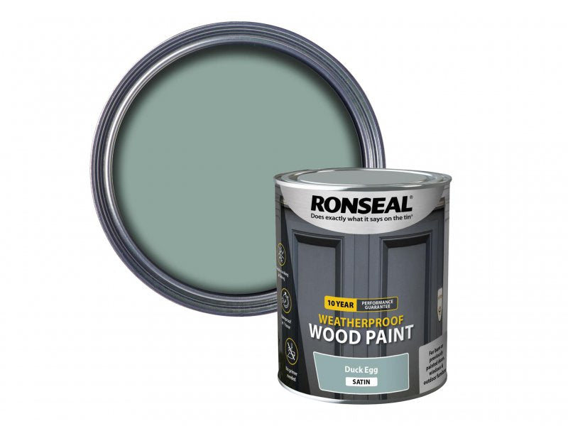 Ronseal 10 Year Weatherproof 2-in-1 Wood Paint Duck Egg Blue Satin 750ml Main Image