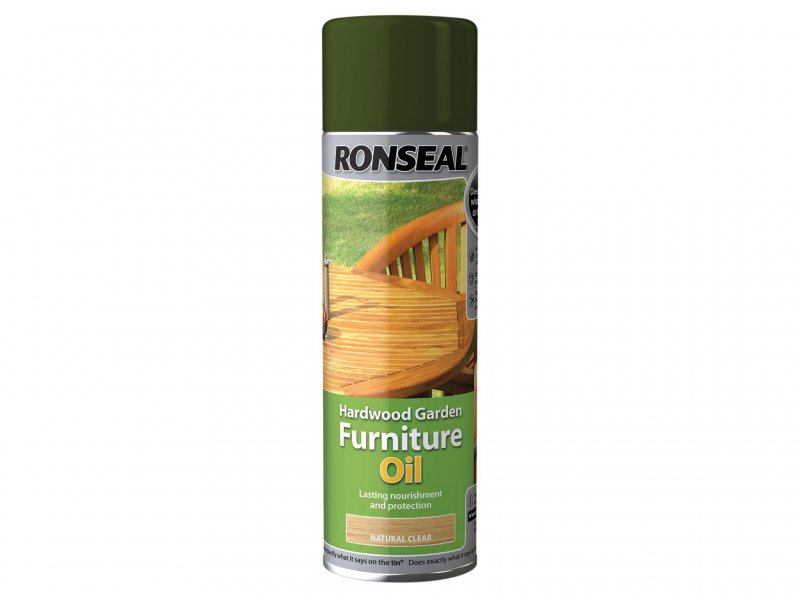 Ronseal Hardwood Garden  Furniture Oil Natural Clear Aerosol 500ml Main Image