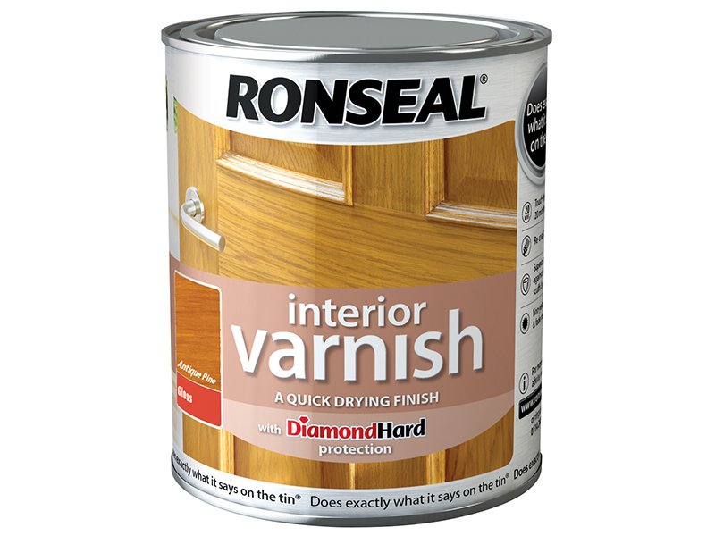 Ronseal Interior Varnish Quick Dry Gloss Antique Pine 250ml Main Image