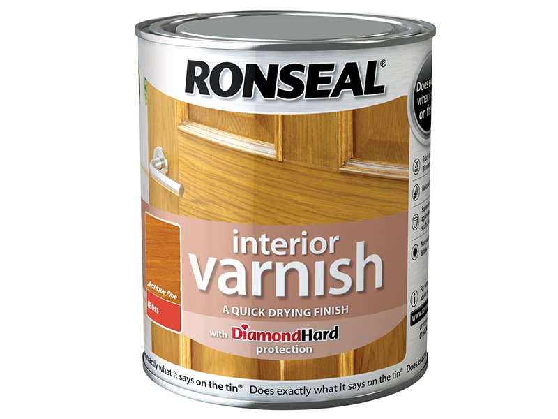 Ronseal Interior Varnish Quick Dry Gloss Antique Pine 750ml Main Image