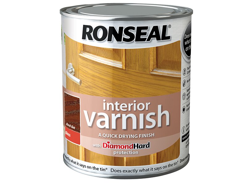 Ronseal Interior Varnish Quick Dry Gloss Dark Oak 250ml Main Image