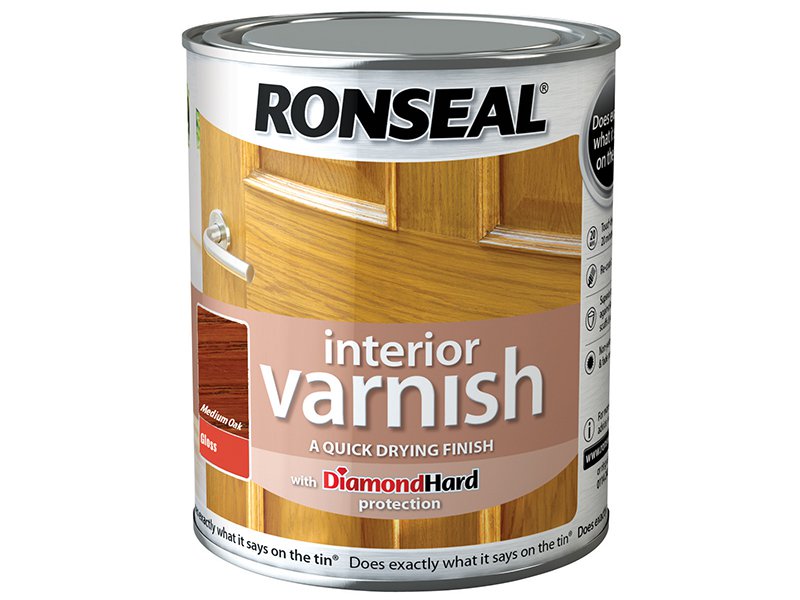 Ronseal Interior Varnish Quick Dry Gloss Medium Oak 750ml Main Image