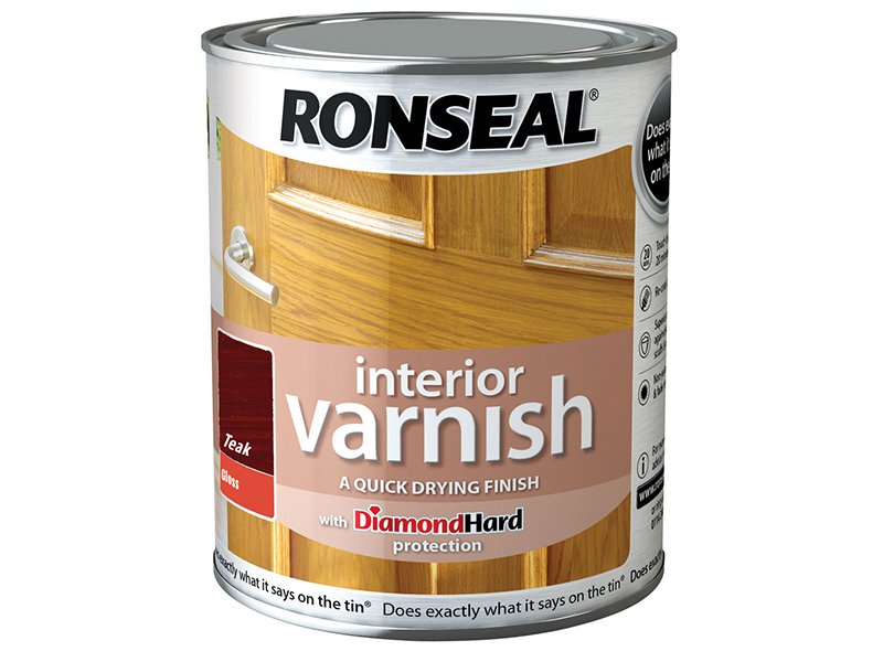 Ronseal Interior Varnish Quick Dry Gloss Teak 750ml Main Image