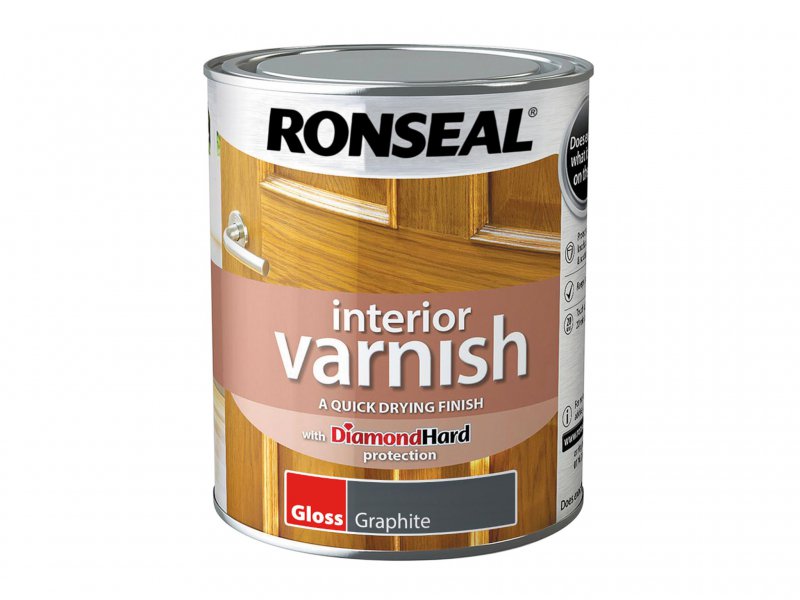 Ronseal Interior Varnish Quick Dry Gloss Graphite 750ml Main Image