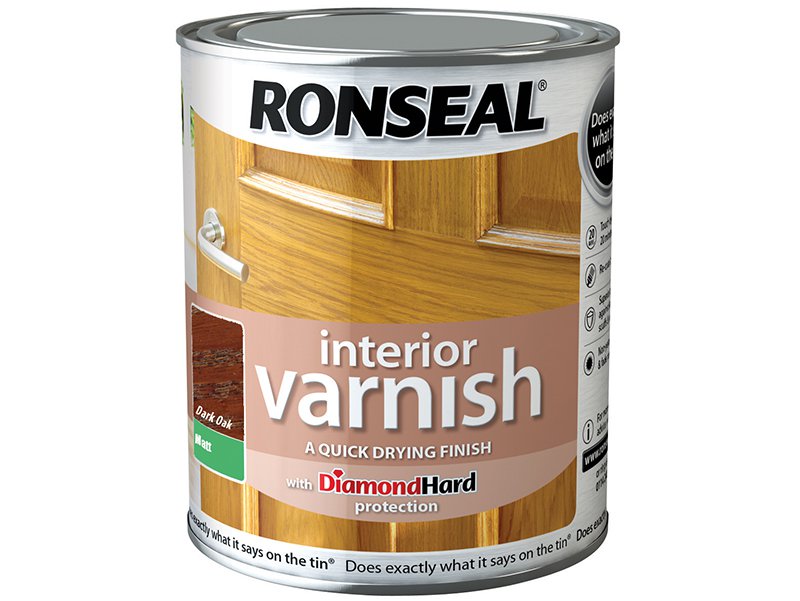 Ronseal Interior Varnish Quick Dry Matt Dark Oak 250ml Main Image