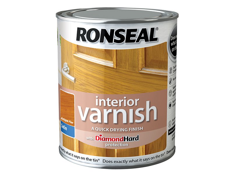 Ronseal Interior Varnish Quick Dry Satin Antique Pine 250ml Main Image