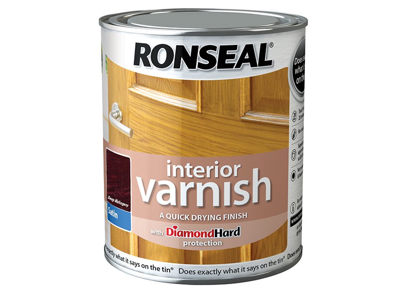 Ronseal Interior Varnish Quick Dry Satin Deep Mahogany 750ml Main Image
