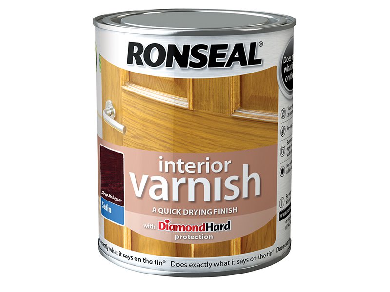 Ronseal Interior Varnish Quick Dry Satin Deep Mahogany 250ml Main Image