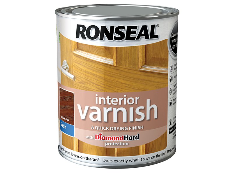 Ronseal Interior Varnish Quick Dry Satin Dark Oak 250ml Main Image