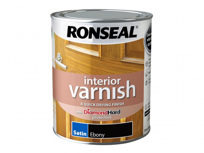 Ronseal Interior Varnish Quick Dry Satin Ebony 750ml Main Image