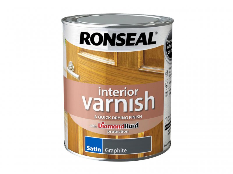Ronseal Interior Varnish Quick Dry Satin Graphite 750ml Main Image