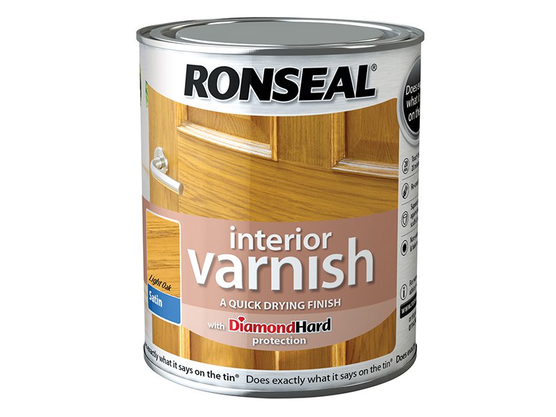 Ronseal Interior Varnish Quick Dry Satin Light Oak 750ml Main Image