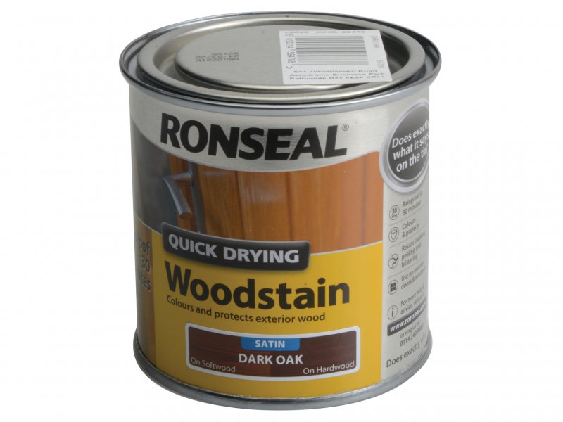 Ronseal Quick Drying Woodstain Satin Dark Oak 250ml