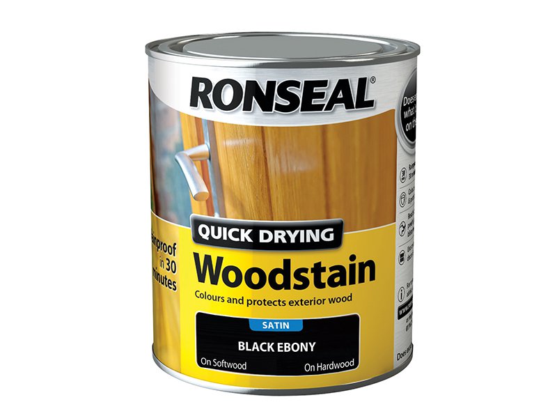 Ronseal Woodstain Quick Dry Satin Ebony 750ml Main Image