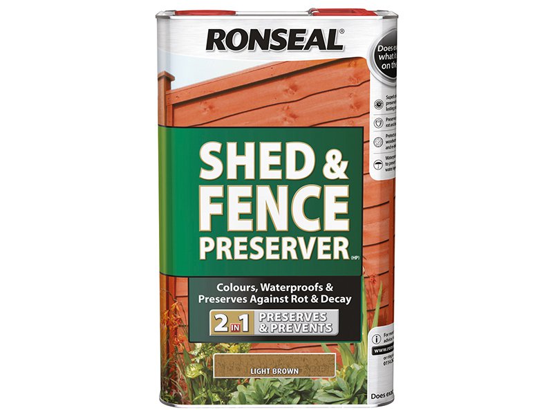 Ronseal Shed & Fence Preserver Light Brown 5 Litre