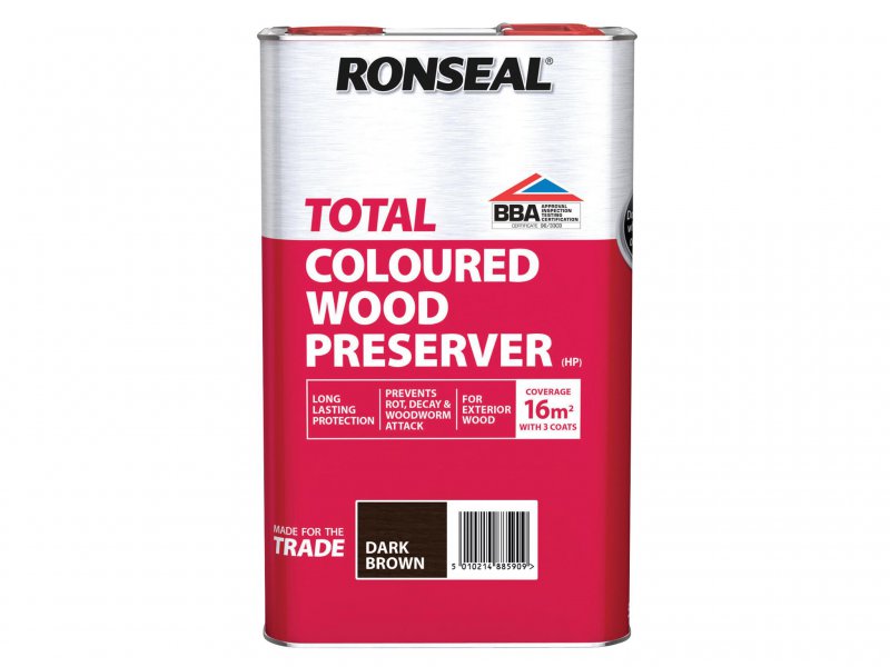 Ronseal Trade Total Wood Preserver Dark Brown 5 litre Main Image