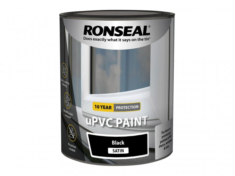 Ronseal uPVC Paint Black Satin 750ml Main Image
