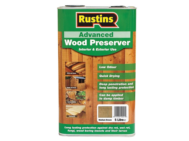 Rustins Advanced Wood Preserver Mid Brown 5 Litre Main Image