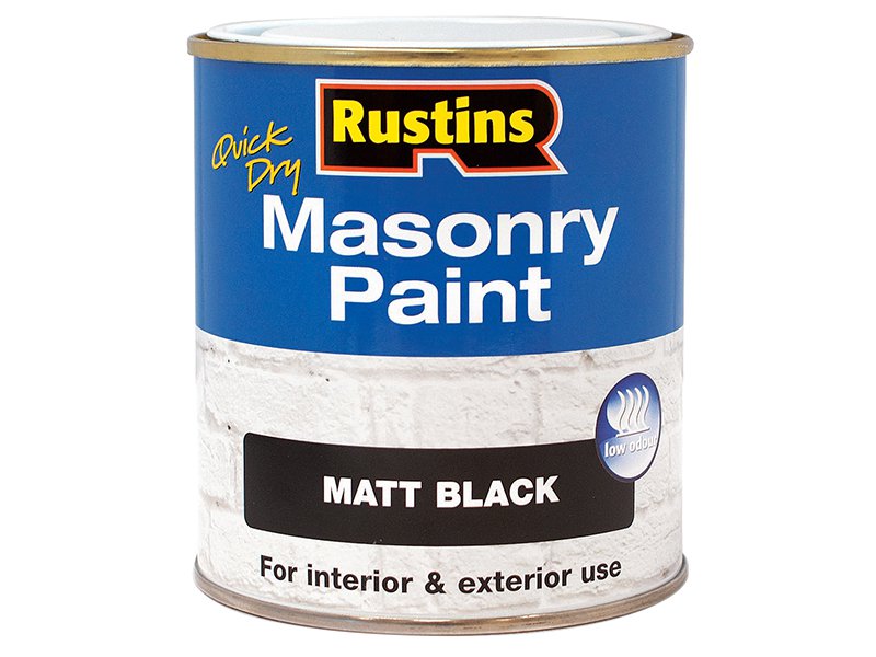 Rustins Quick Dry Masonry Paint Black 500ml Main Image