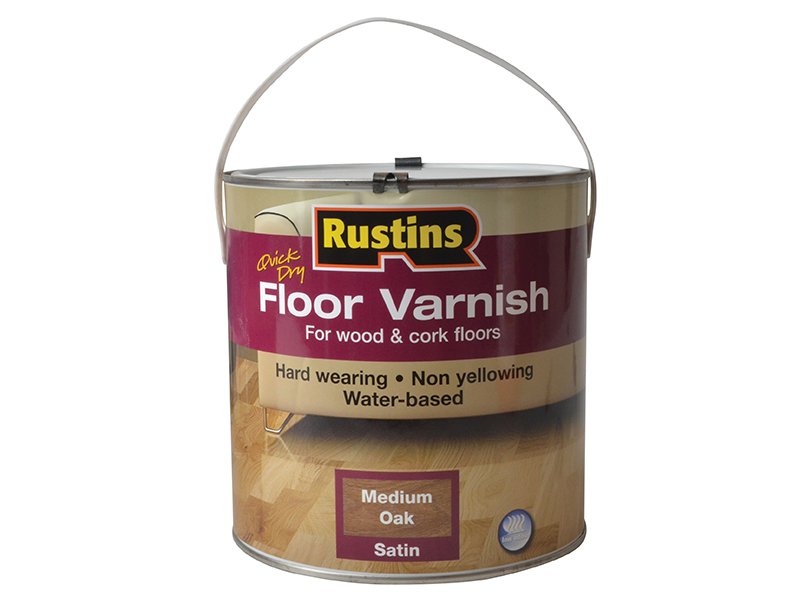 Rustins Quick Dry Coloured Floor Varnish Medium Oak 2.5 Litre Main Image