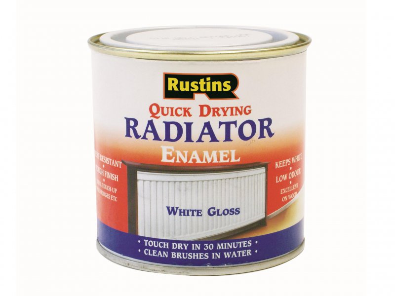 Rustins Quick Dry Radiator Enamel Paint Gloss White 250 ml Main Image