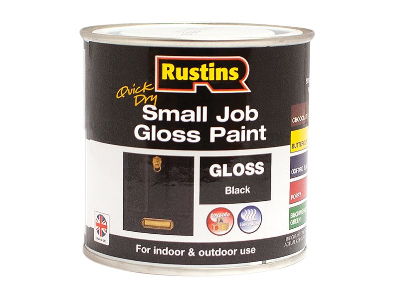 Rustins Quick Dry Small Job Gloss Paint Black 250ml Main Image