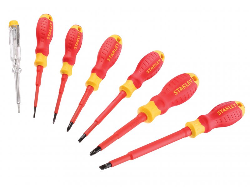 Stanley Tools FatMax® VDE Insulated Pozi & Slotted Screwdriver Set, 7 Piece Main Image