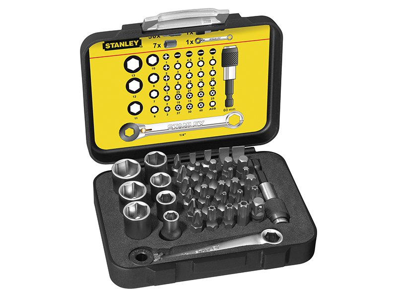 Stanley Tools 39 Piece Bit & Socket Set + Ratchet Main Image