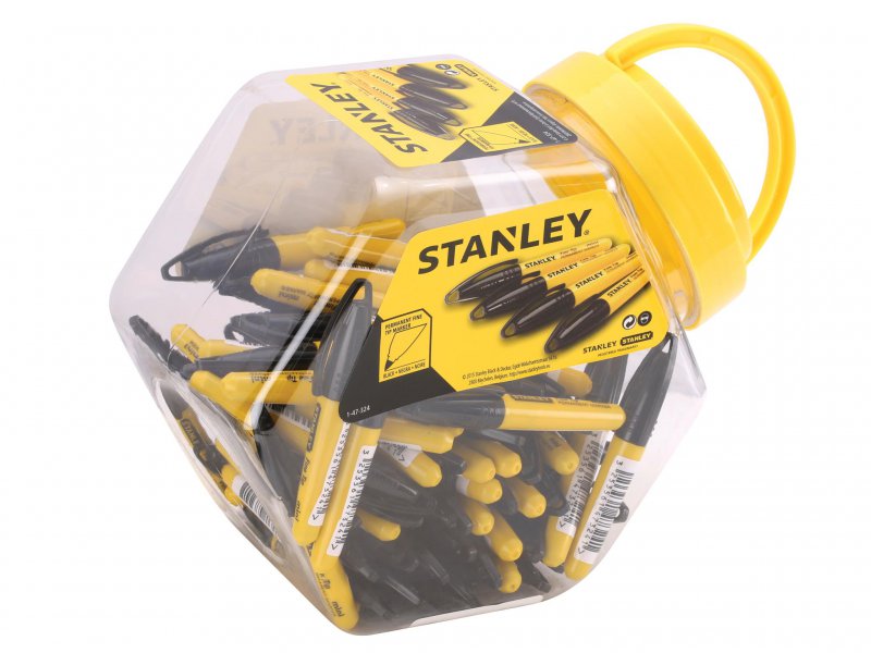 Stanley Tools Mini Fine Tip Marker Black (Tub of 72) Main Image