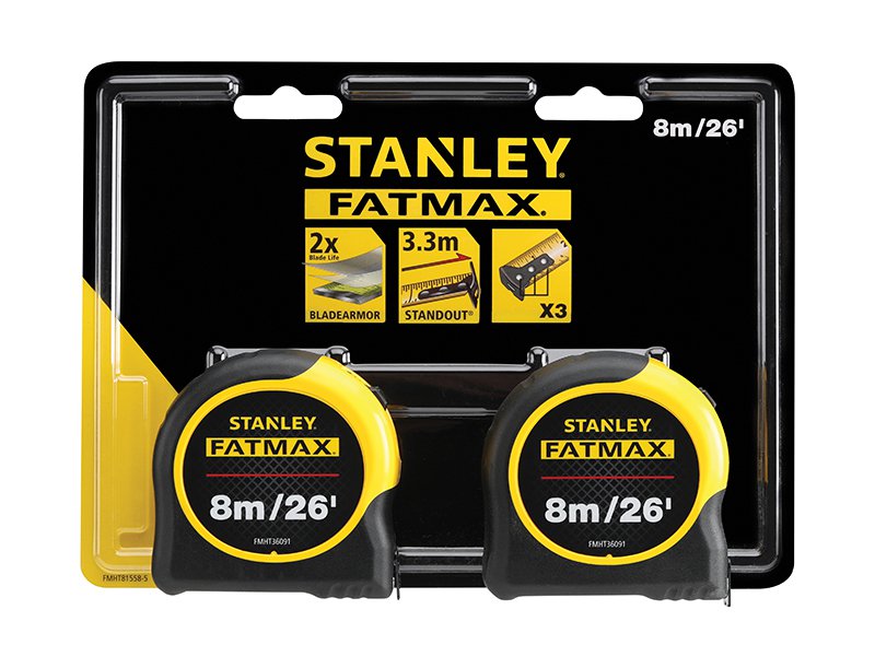 Stanley Tools FatMax® Classic Tape Twin Pack 8m/26ft (Width 32mm) Main Image