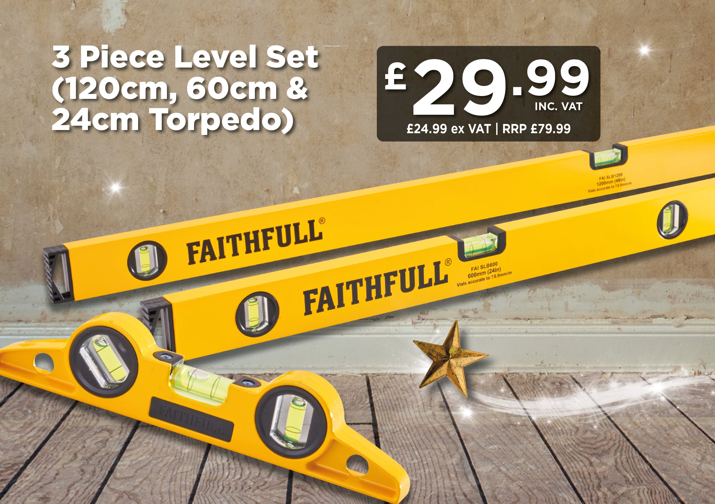 XMS Faithfull 3 Piece Level Set (120cm, 60cm and 24cm Torpedo)
